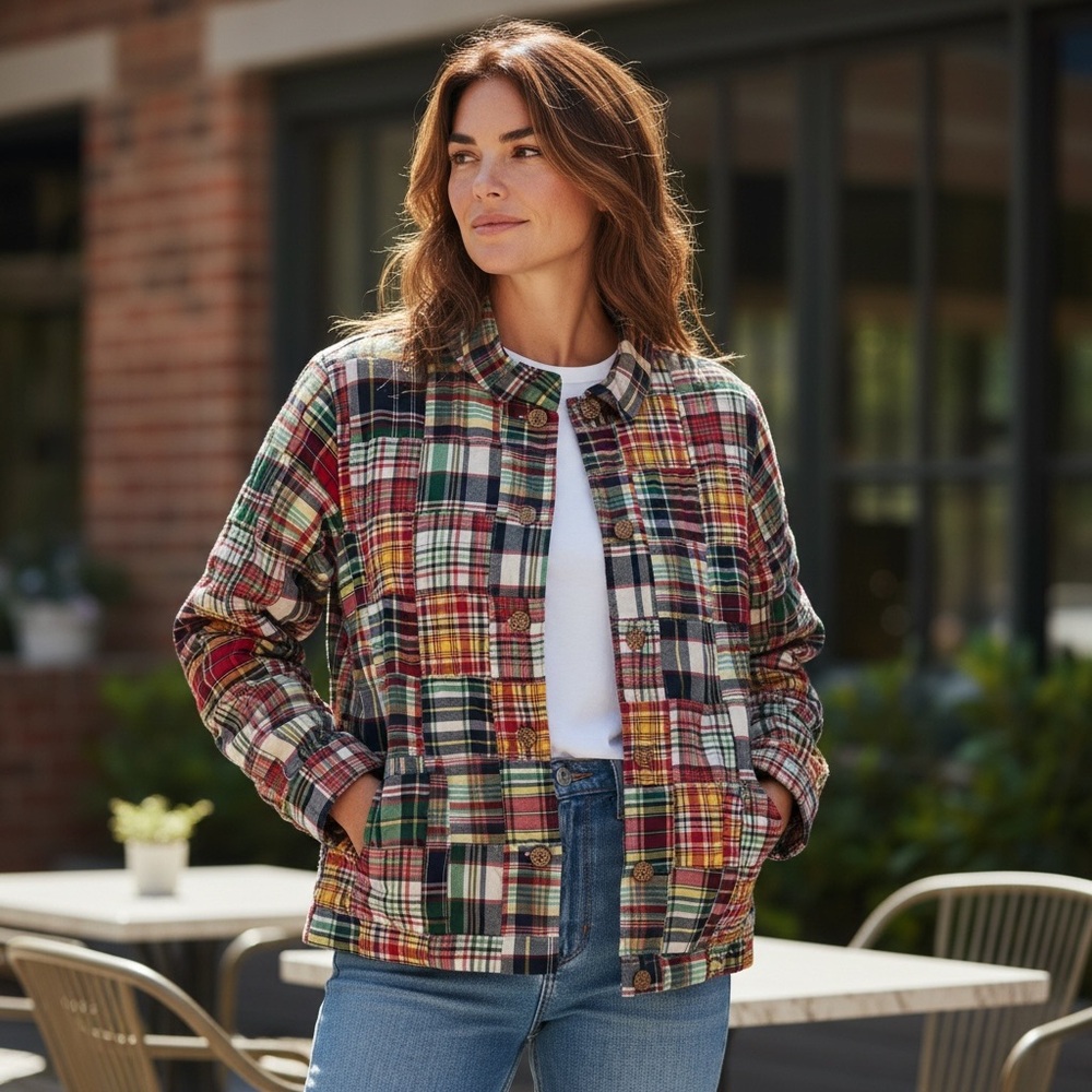 Orvis Multicolor Quilted Plaid Patchwork Cotton Jacket 12